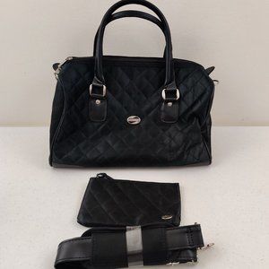 American Tourister Satchel Bag Woman Crossbody Bag Black Satin Quilted